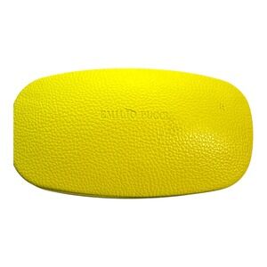Emilio Pucci Sunglasses Case Womens OS Neon Yellow Pebbled Hard Shell Logo Case
